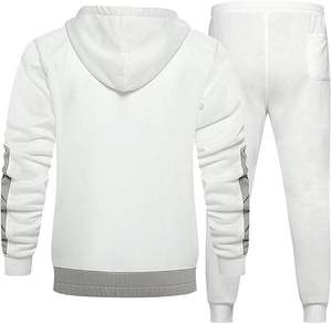 Conjunto de pantalones de chándal acampanados con capucha y bordado desgastado personalizado de 2 piezas para hombre, pantalones para correr de invierno con patrón sólido, chándales - Product Image 6