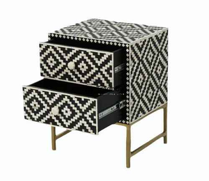 Mesa de cajón de arte decorativo para consola con incrustaciones de hueso y acabado de madera con estilo moderno para dormitorio, elegancia para escuela o apartamento - Product Image 2