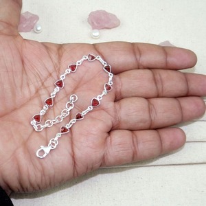 Trending Girls Bracelet Sólido 925 Sterling Silver Granate Gemstone Hecho a mano Silver Tennis Bracelet Sterling Silver Jewelry - Product Image 2