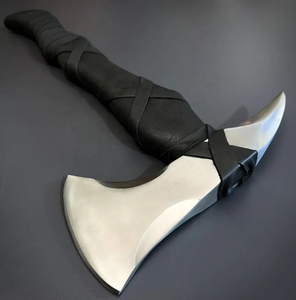 Hacha de doble cabeza de acero al carbono SCL hecha a mano, uso Industrial, corte de madera eficiente con agarre de cuero - Product Image 4