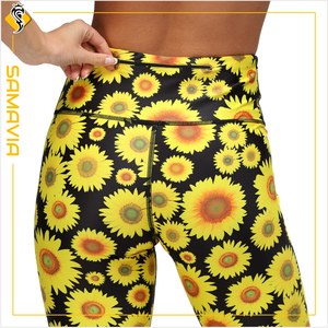 SAMAVIA Leggings actifs pour femmes taille haute Compression pantalons de Yoga serrés pour les entraînements de gymnastique course sport Fit fleur imprimer - Product Image 4