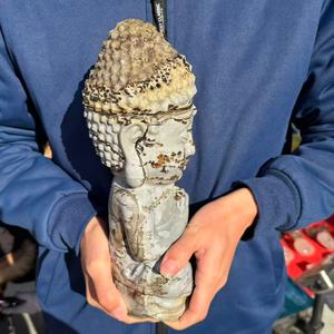 Большая статуэтка Будды из натурального камня (30 см), ручная резьба, полированный кристалл, целебный оберег для фэн-шуй и домашнего декора - Product Image 5