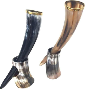 Cuerno vikingo para beber con soporte de cuerno en La India Logotipo de personalización de búfalo natural y buey de vaca Ágata por Artesanías de lujo - Product Image 5