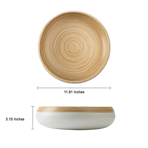 Natural Handicraft White Pastel Spun <b>Bamboo</b> Serving Salad <b>Bowl</b> Fruit <b>Bowl</b> Cheapest Wholesale Kitchenware From Vietnam - Product Image 2