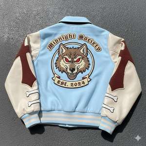 Wholesale Winter Varsity <b>Jacket</b> Custom <b>Patchwork</b> Chenille Embroidery Streetwear Bomber Letterman <b>Jackets</b> Low MOQ Custom <b>Jacket</b> - Product Image 2