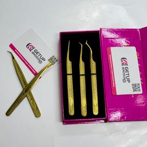 GETUP BROSONS IMPEX – Kit d'outils de précision pour extensions de cils plaqué or, différents styles, avec étui de rangement - Product Image 2