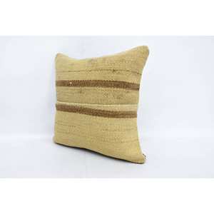 Beige 16x16 pulgadas lana Kantha bordado almohada tejida patrón Vintage almohada - Product Image 4