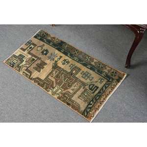 Tapis en laine turque vintage 1.6x2.9ft Style classique marron vert Patchwork Design Latex support grande surface salon tapis nouveau - Product Image 4