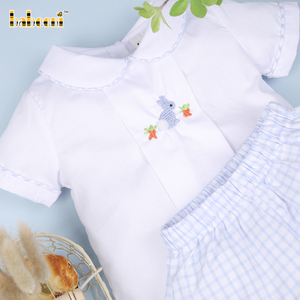 Conjunto de Ropa de Algodón de Lujo Tejido a Mano con Conejo para Niños Pequeños, Pascua, OEM, ODM, Bordado Personalizado Hecho a Mano, OEKO-TEX - Product Image 1