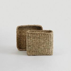 Decorative square seagrass box handmade sea grass storage boxes multi purpose <b>lid</b> <b>basket</b> container - Product Image 3