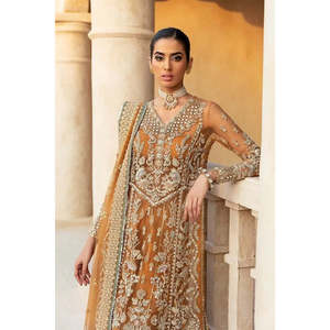 Robe de mariée Soraya en charmeuse # Ensemble de 3 pièces couleur moutarde en Naira par TC-969 - Product Image 3