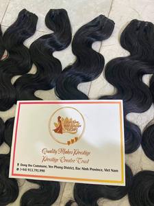 Extensions de cheveux vietnamiennes vierges Remy 100% les plus vendues Style ondulé aligné à cuticule double étirée en couleur 1B - Product Image 3