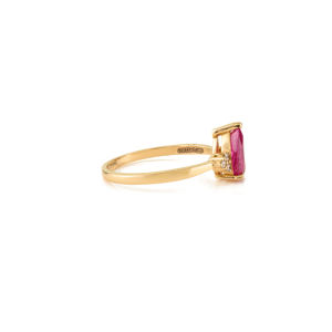 Anillo de Compromiso de Oro Amarillo Sólido K14 con Rubí y Diamantes Auténticos, Diseño Clásico y Elegante, Piedra de Nacimiento de Julio, Joyería para Mujer, Superventas - Product Image 5