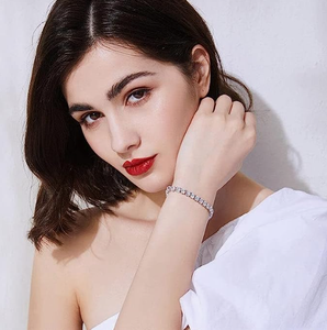 13TCW corte redondo Moissanite diamante pulsera, pulsera de tenis de plata esterlina 925 para las mujeres - Product Image 3