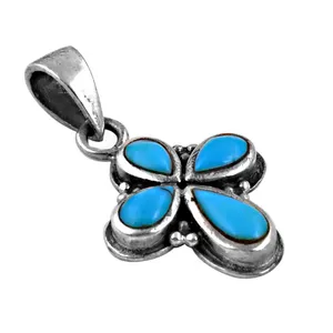 Collar con Colgante de Flor de Turquesa en Plata Tibetana, Cadena de Serpiente de Aleación Vintage para Mujer, Joyería para Uso Diario - Product Image 2