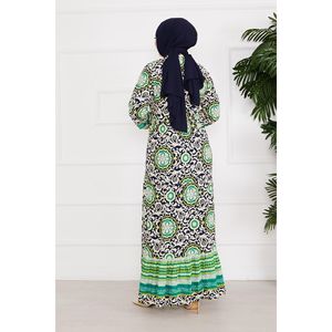 ชุดเดรสฮิญาบแบบเรียบลายเหรียญสีเขียว - Product Image 4