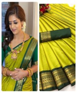 Vêtements de mariage saree en soie banarasi riche pour le festival Georgette Fashion-forward Wear Saree with Pearl and Tussle Detailing - Product Image 5