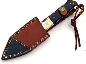 Fix Blade Damasco acero Tanto cuchillo sólido cuchillo de caza OEM compatible hoja fija Funda de cuero al aire libre Camping Supervivencia - Product Image 3