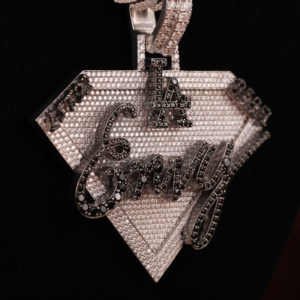 Pendentif en diamant en forme personnalisée Pendentif en moissanite noir et blanc glacé en or massif 14 KT Cadeau pour quelqu'un de spécial, - Product Image 3