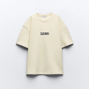 Camiseta de cuello redondo de gran tamaño para mujer, transpirable, precio al por mayor, camiseta de hombro caído de último diseño para mujer, comodidad de manga corta - Product Image 1