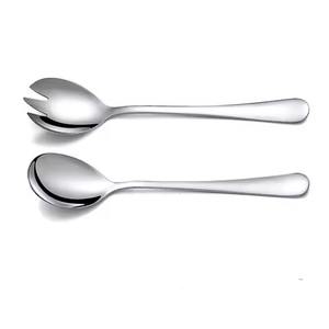 Classic Style Stainless Steel Salad Server Set <b>Smooth</b> Finish Serving Utensils - Product Image 4