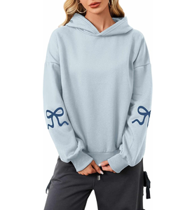 Sudaderas con capucha estampadas de gran tamaño para mujer, sudaderas informales de manga larga con forro polar, sudaderas informales de punto sólido para mujer - Product Image 3