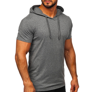 Offre Spéciale chemise de sport légère pour hommes T-shirt de fitness d'entraînement personnalisé avec capuche quantité minimale de commande bas motif solide T-shirts à capuche pour hommes - Product Image 4