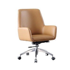 Chaise de bureau exécutive moderne à dossier croisé, ergonomique, réglable en hauteur, avec base en acier inoxydable, pivotante et à roulettes, pour homme - Product Image 4