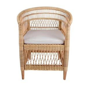 Chaise baril en rotin naturel tissé à la main avec coussins Fauteuil Boho moderne pour intérieur et extérieur - Product Image 2