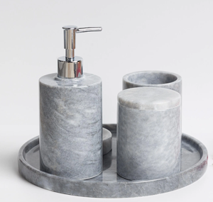 Ensemble de salle de bain en marbre de haute qualité distributeur de savon liquide/porte-brosse à dents/tasse/et plateau à savon ensemble d'accessoires de salle de bain - Product Image 5