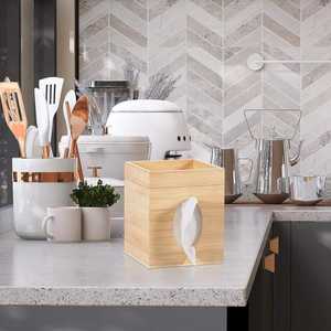 กล่องเยื่อไม้ไผ่ปรับแต่งได้พร้อมถาดใส่ของทรงสี่เหลี่ยมสำหรับห้องน้ำห้องนอนสำนักงานโต๊ะอาหารค่ำงานแต่งงาน - Product Image 6