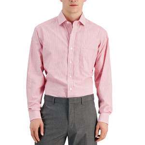 Camicia Rossa da Uomo Vestibilità Regolare 100% Cotone Popeline Antipiega Stile Club con Colletto Abbottonato Taglia 32X33 per Primavera - Product Image 5