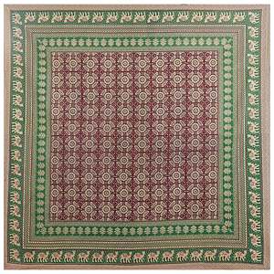 Green 240 TC Egyptian Cotton Bedsheet with 2 Pillow Covers 1 <b>Super</b> <b>King</b> Quilt Cover Ethnic Motifs 4 Piece Set (SHKV1088) - Product Image 4