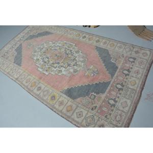 Vintage Turkish Rug 4x7.7 ft, <b>Red</b> Area Floral <b>Wool</b> Rug - Product Image 4