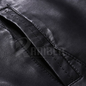 Chaqueta de cuero PU ajustada a la moda para hombre, estilo de motocicleta, prendas de vestir exteriores informales, chaquetas de cuero para hombre de alta calidad - Product Image 5