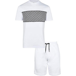 100% coton fait été ensembles O cou t-shirts et shorts ensembles fabriqués au Pakistan haute qualité survêtements hommes chemise ensembles courts - Product Image 5