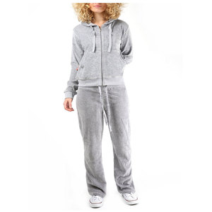 Ensemble deux pièces en velours de haute qualité pour femmes, pantalon de survêtement à capuche avec fermeture éclair, pantalon ajusté, survêtement de gros - Product Image 6