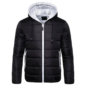 Custom Winter Men's <b>Jackets</b> From Pakistan Manufacturer Waterproof <b>Collar</b> with Solid Color Canvas Puffer Blank <b>Jacket</b> - Product Image 3