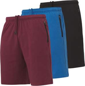 Lot de 3 shorts de sport ultra performants pour homme avec logo sur le devant et poches zippées Motif uni teint écologique - Product Image 1