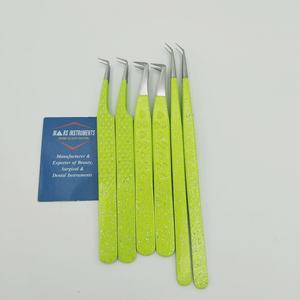 Pinzas para pestañas de acero inoxidable de 90 grados sostenibles de alta calidad con revestimiento de polvo amarillo y herramienta de Punta puntiaguda - Product Image 4