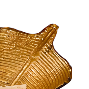 Plato decorativo con forma de hoja chapado en oro estructurado ondulado de la mejor calidad a precio de mayorista con color y tamaño personalizados - Product Image 3