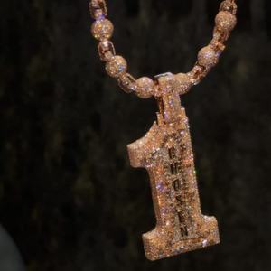 Pendentif de luxe TG en argent sterling 925 plaqué or rose, style signet, diamant taille brillant VVS, lettre personnalisée, unisexe, pour soirée - Product Image 3