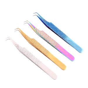 Pince à épiler d'extension de cils en acier inoxydable japonais à pointe de fibre meilleure pince à épiler antistatique de couleur titane de qualité - Product Image 2