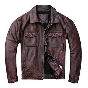 Nouvelle veste en cuir de vache véritable vieilli et délavé de qualité supérieure pour homme, style vintage, avec logo sur le devant - Product Image 1