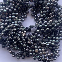 Perles bouton en nacre d'eau douce naturelle noire arc-en-ciel de 6 mm, 7 mm, 8 mm, certifiées IGI, coupe lisse, qualité AAA, vente en gros en vrac
