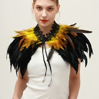 Chal de Encaje Suave con Plumas, Estilo Gótico, Cosido a Mano, Unisex, para Disfraces de Carnaval, Halloween, Mascarada, Cosplay