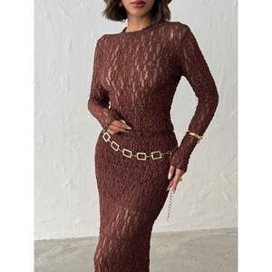 Chemise transparente marron à manches longues pour femmes - Produit en gros - Product Image 2