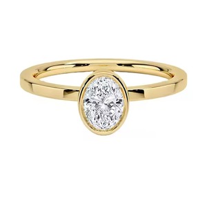 Bague Auréole Ovale en Argent Sterling 925 pour Femme, Solitaire en Or, Moissanite, Diamant - Product Image 1