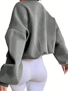 Suéter Holgado de Cuello Redondo para Mujer, Estilo Informal, para Invierno, Ajuste Holgado, Moda Urbana, Ecológico, con Logotipo Frontal, para Uso Diario - Product Image 5