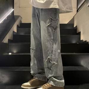 2025 Summer Winter Thin Men's Stretch Baggy Jeans Elastic Waist Button Solid Business Casual Straight <b>Denim</b> <b>Trousers</b> - Product Image 4